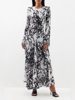Raey Long Sleeve Printed Silk Maxi Dress 8